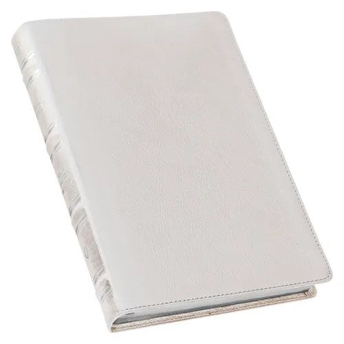 KJV Holy Bible, Giant Print Full-Size Premium Full Grain Leather Red Letter Edition - Thumb Index & Ribbon Marker, King James Version, White - Leather