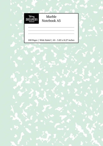Marble Notebook A5: Mint Green Marble Wide Ruled Journal - Paperback
