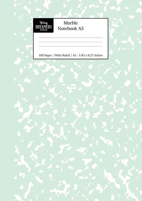 Marble Notebook A5: Mint Green Marble Wide Ruled Journal - Paperback