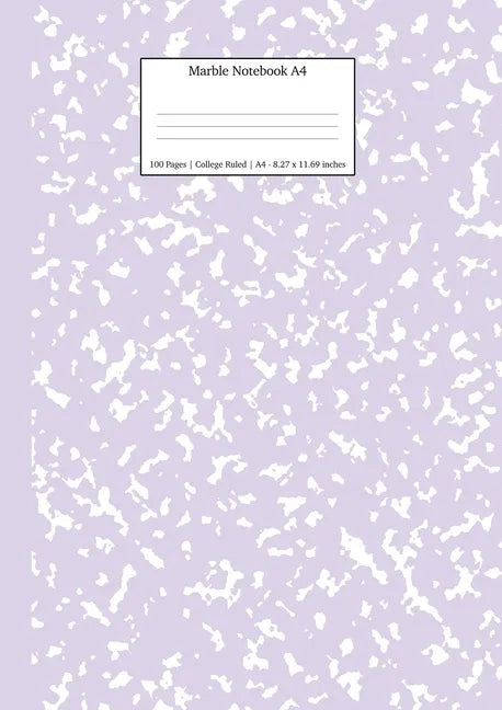 Marble Notebook A4: Lilac Purple College Ruled Journal - Paperback