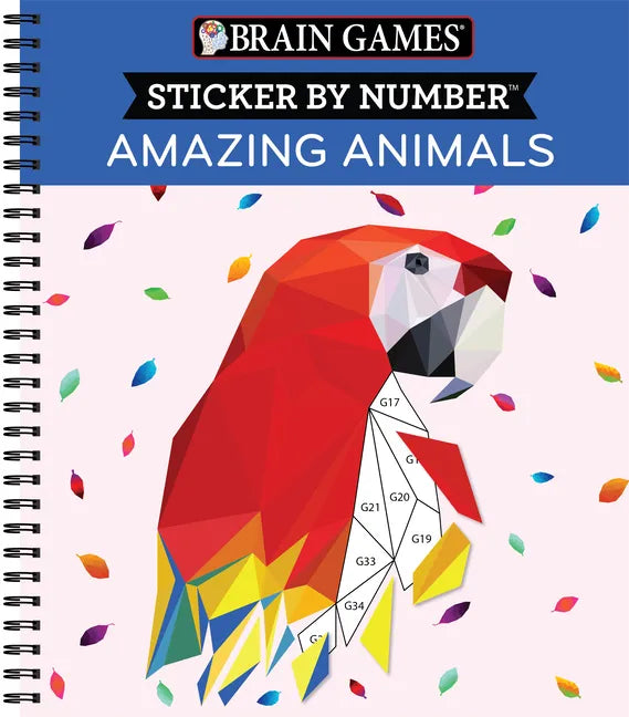 Brain Games - Sticker by Number: Amazing Animals - Spiral