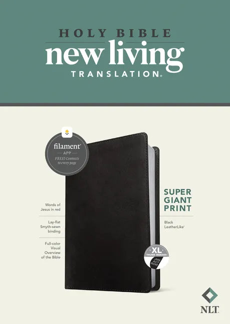 NLT Super Giant Print Bible, Filament Enabled (Leatherlike, Black, Indexed, Red Letter) - Imitation Leather