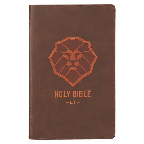 KJV Kids Bible, 40 Pages Full Color Study Helps, Presentation Page, Ribbon Marker, Holy Bible for Children Ages 8-12, Lion Emblem Faux Leather Flexibl - Leather
