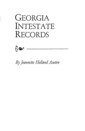 Georgia Intestate Records - Paperback