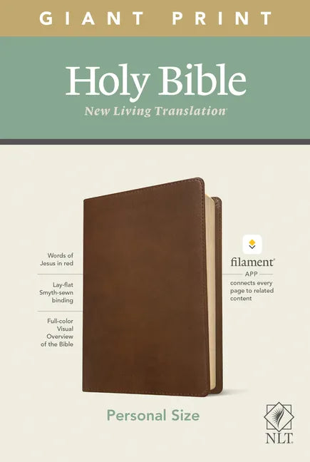 NLT Personal Size Giant Print Bible, Filament Enabled Edition (Red Letter, Leatherlike, Rustic Brown) - Imitation Leather
