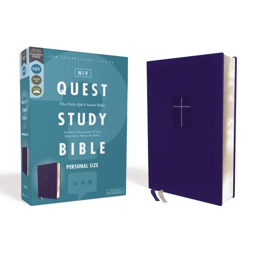 Niv, Quest Study Bible, Personal Size, Leathersoft, Blue, Comfort Print: The Only Q and A Study Bible - Imitation Leather