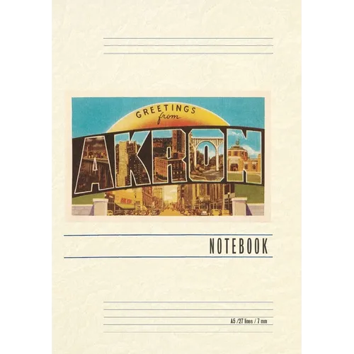 Vintage Lined Notebook Greetings from Akron - Paperback