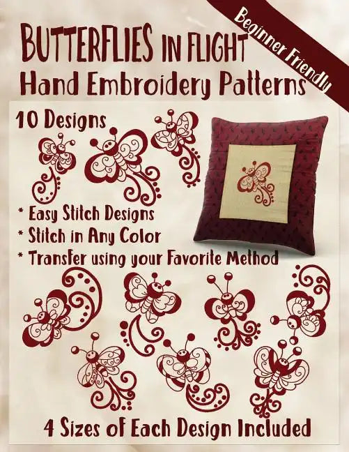 Butterflies in Flight Hand Embroidery Patterns - Paperback
