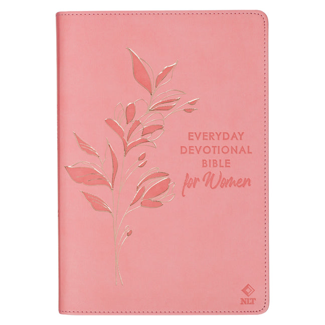 NLT Holy Bible Everyday Devotional Bible for Women New Living Translation, Vegan Leather, Pink Debossed - Leather