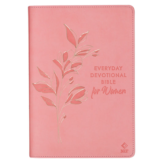 NLT Holy Bible Everyday Devotional Bible for Women New Living Translation, Vegan Leather, Pink Debossed - Leather