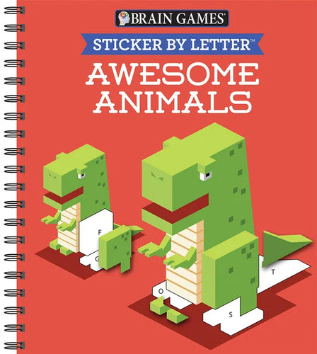 Brain Games - Sticker by Letter: Awesome Animals (Sticker Puzzles - Kids Activity Book) - Spiral