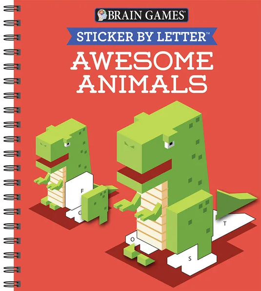 Brain Games - Sticker by Letter: Awesome Animals (Sticker Puzzles - Kids Activity Book) - Spiral