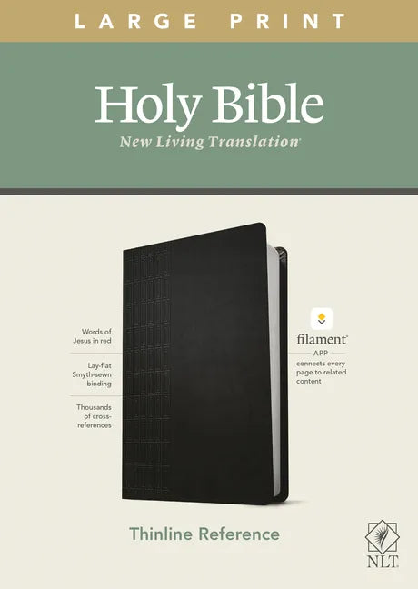 NLT Large Print Thinline Reference Bible, Filament Enabled Edition (Red Letter, Leatherlike, Black) - Imitation Leather
