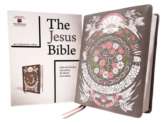 The Jesus Bible Artist Edition, Niv, Leathersoft, Gray Floral, Comfort Print - Imitation Leather
