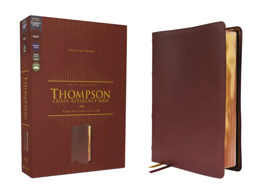 Nkjv, Thompson Chain-Reference Bible, Genuine Leather, Calfskin, Burgundy, Red Letter, Comfort Print - Leather
