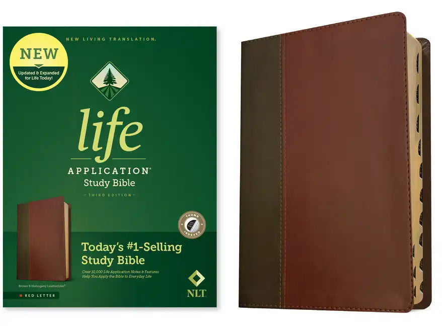 NLT Life Application Study Bible, Third Edition (Red Letter, Leatherlike, Brown/Tan, Indexed) - Imitation Leather