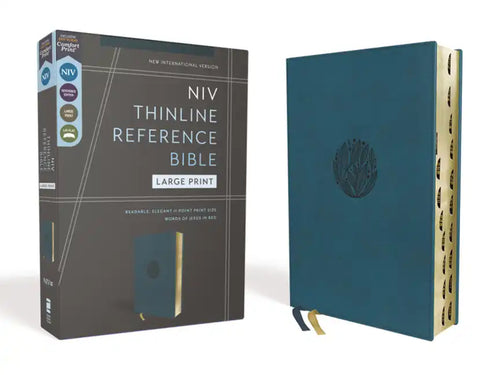 Niv, Thinline Reference Bible (Deep Study at a Portable Size), Large Print, Leathersoft, Teal, Red Letter, Thumb Indexed, Comfort Print - Imitation Leather