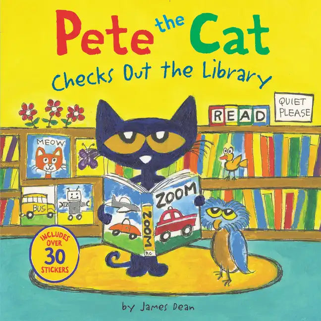 Pete the Cat Checks Out the Library: Includes Over 30 Stickers! - Paperback