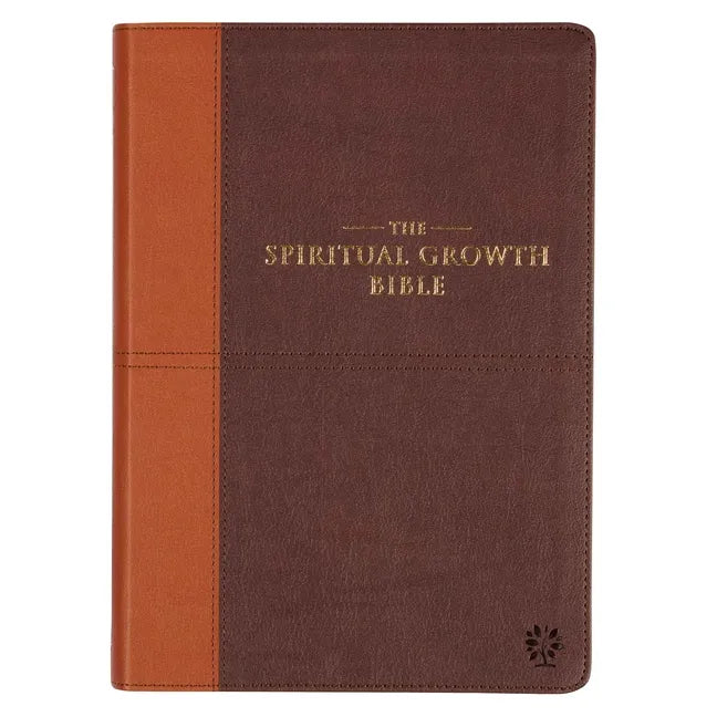 The Spiritual Growth Bible, Study Bible, NLT - New Living Translation Holy Bible, Faux Leather, Chocolate Brown/Ginger - Leather