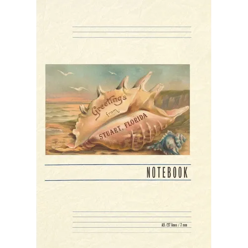 Vintage Lined Notebook Seashell Greetings from Stuart, Florida - Paperback