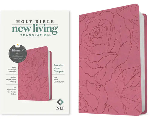 NLT Premium Value Compact Bible, Filament-Enabled Edition (Leatherlike, Pink Rose) - Imitation Leather