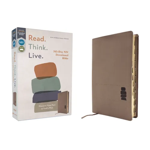Niv, Read. Think. Live., Leathersoft, Brown, Thumb Indexed, Comfort Print: 365-Day NIV Devotional Bible - Discover Your Part in God's Plan - Imitation Leather