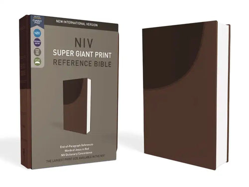 NIV, Super Giant Print Reference Bible, Imitation Leather, Brown, Red Letter Edition - Imitation Leather