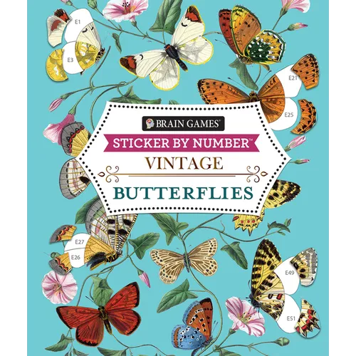 Brain Games - Sticker by Number - Vintage: Butterflies (28 Images to Sticker) - Paperback