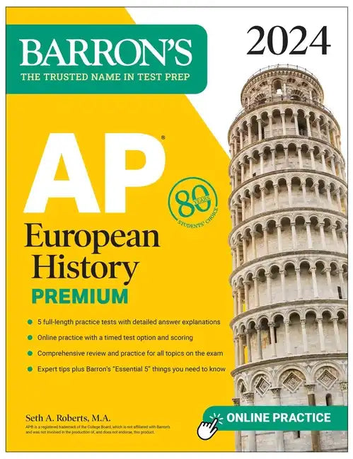 AP European History Premium, 2024: 5 Practice Tests + Comprehensive Review + Online Practice - Paperback