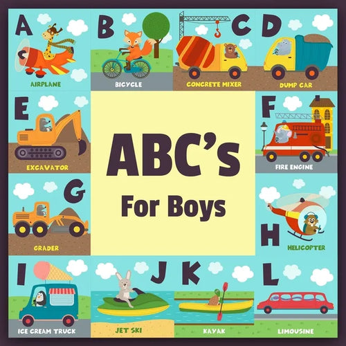 ABC's For Boys: Full Color Alphabet Learning Book, Baby Book, Children's Book, Toddler Book, Car Truck Air Plane Motorcycle With Fun A - Paperback