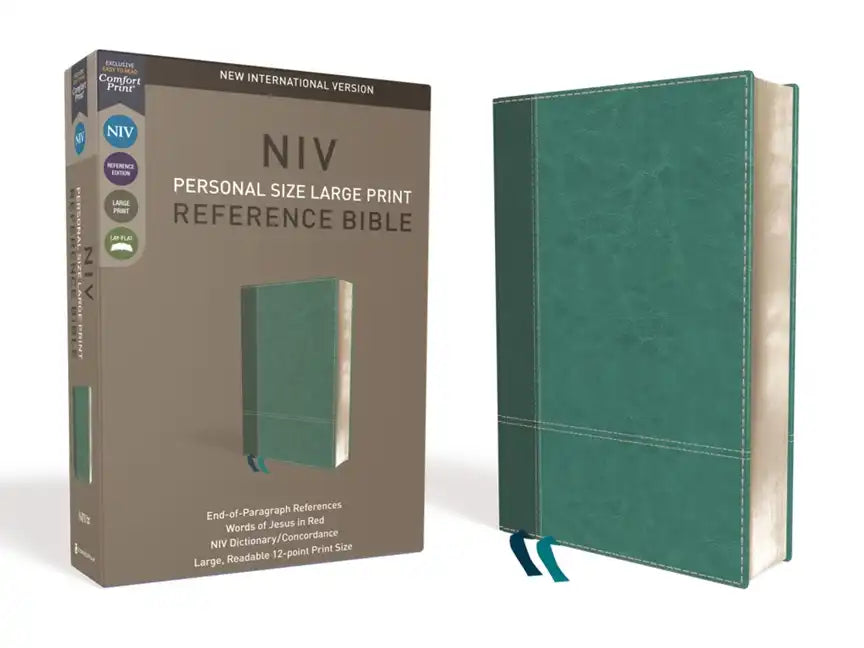 NIV, Personal Size Reference Bible, Large Print, Imitation Leather, Blue, Red Letter Edition, Comfort Print - Imitation Leather