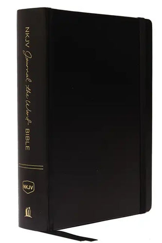 NKJV, Journal the Word Bible, Large Print, Hardcover, Black, Red Letter Edition: Reflect, Journal, or Create Art Next to Your Favorite Verses - Hardcover