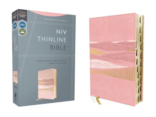 Niv, Thinline Bible, Leathersoft, Pink, Red Letter, Thumb Indexed, Comfort Print - Imitation Leather
