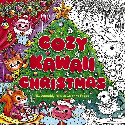 Cozy Kawaii Christmas: 50 Adorably Festive Coloring Pages - Paperback