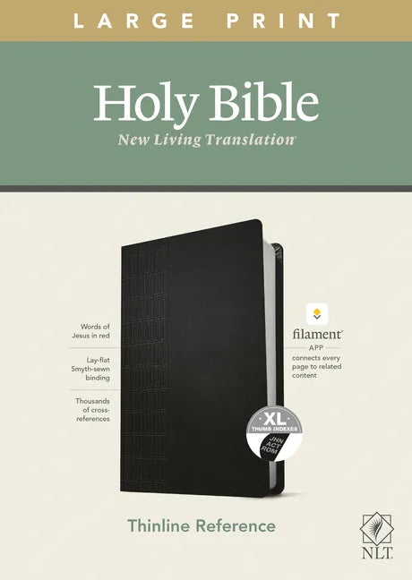 NLT Large Print Thinline Reference Bible, Filament Enabled Edition (Red Letter, Leatherlike, Black, Indexed) - Imitation Leather