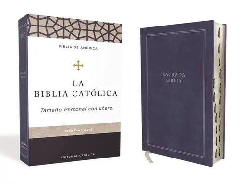 Biblia Católica, Tamaño Personal, Tapa Dura, Azul, Con Índice, Comfort Print - Hardcover