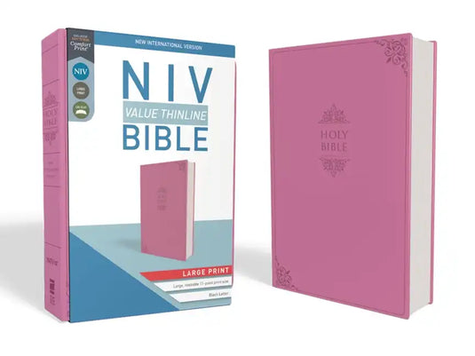 NIV, Value Thinline Bible, Large Print, Imitation Leather, Pink - Imitation Leather