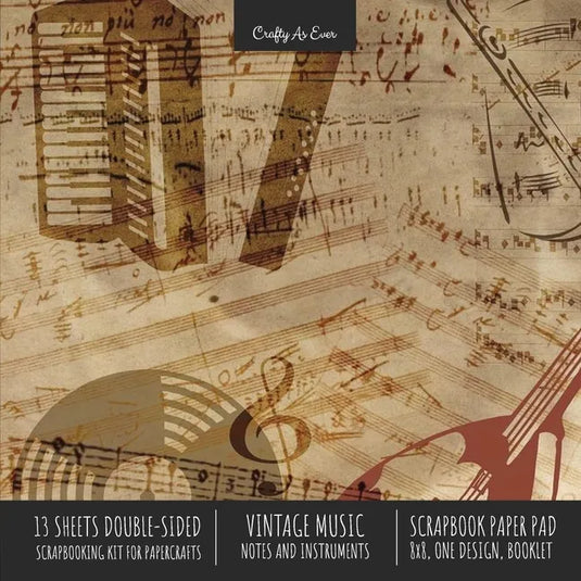Vintage Music Scrapbook Paper Pad 8x8 Decorative Scrapbooking Kit for Cardmaking Gifts, DIY Crafts, Printmaking, Papercrafts, Notes Instruments, Desig - Paperback