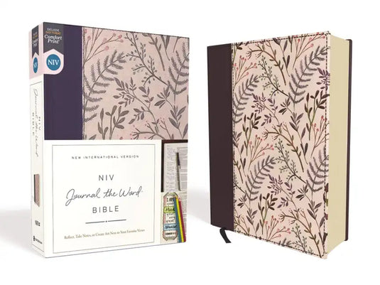 NIV, Journal the Word Bible, Cloth Over Board, Pink Floral, Red Letter Edition, Comfort Print: Reflect, Take Notes, or Create Art Next to Your Favorit - Hardcover