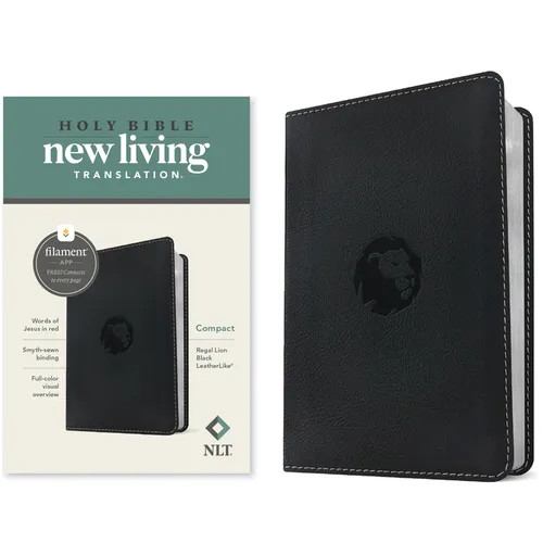 NLT Compact Bible, Filament Enabled (Leatherlike, Regal Lion Black, Red Letter) - Imitation Leather