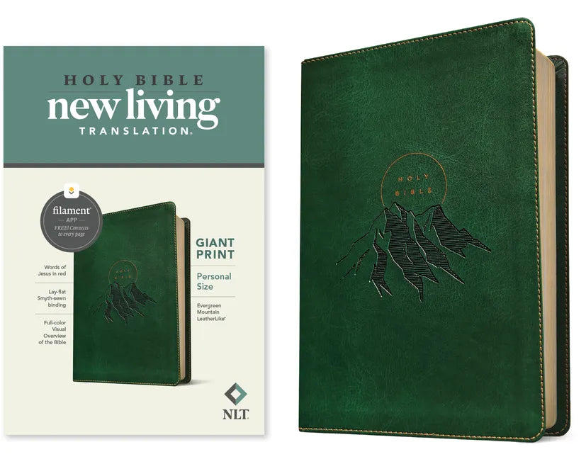 NLT Personal Size Giant Print Bible, Filament Enabled (Leatherlike, Evergreen Mountain, Red Letter) - Imitation Leather