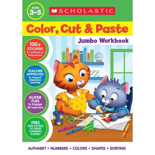 Color, Cut & Paste Jumbo Workbook - Paperback