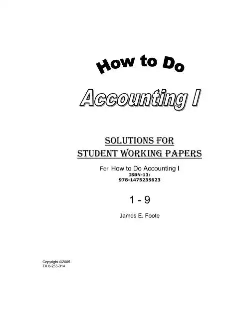 How to Do Accounting I Solutions for Chapter 1 - 9 - Paperback