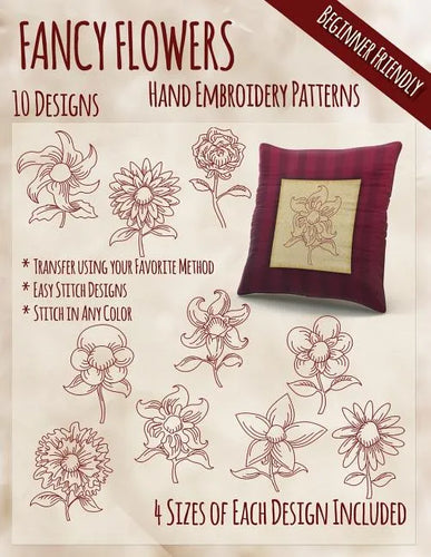 Fancy Flowers Hand Embroidery Patterns - Paperback