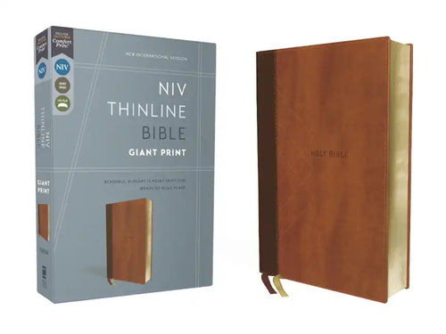 Niv, Thinline Bible, Giant Print, Leathersoft, Brown, Red Letter, Comfort Print - Imitation Leather