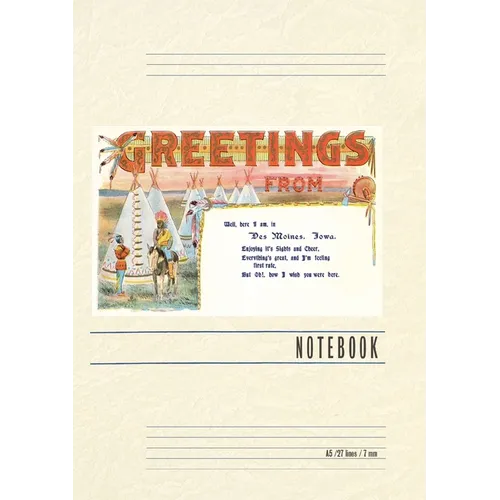 Vintage Lined Notebook Greetings from Des Moines, Tepees - Paperback