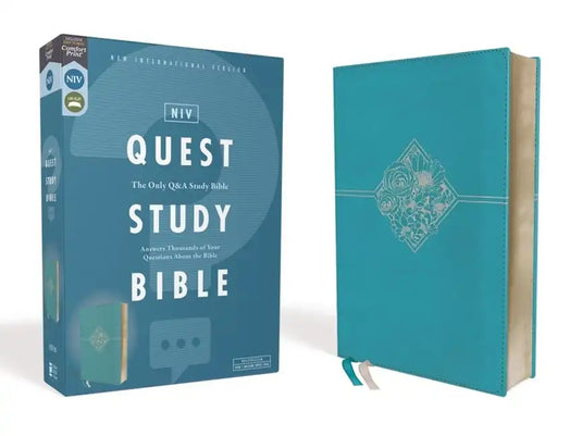 Niv, Quest Study Bible, Leathersoft, Blue, Comfort Print: The Only Q and A Study Bible - Imitation Leather