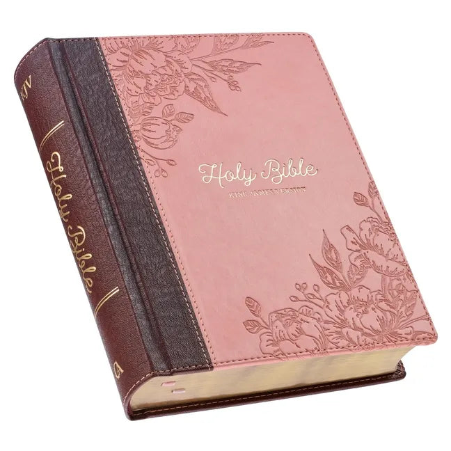 KJV Holy Bible, Note-Taking Bible, Faux Leather Hardcover - King James Version, Brown/Pink - Leather