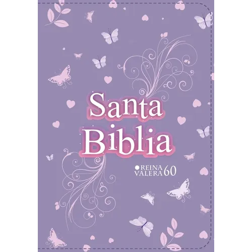 Biblia Rvr 1960 Compacta Símil Piel Juvenil Mariposa Lila (Bible Rvr 1960 Compact Size Leatherlike Youth Lilac Butterfly (Spanish Edition) - Leather