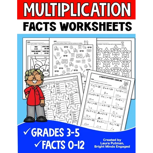Multiplication Facts Worksheets: Grades 3-5 Digits 0-12 Math Worksheets - Paperback